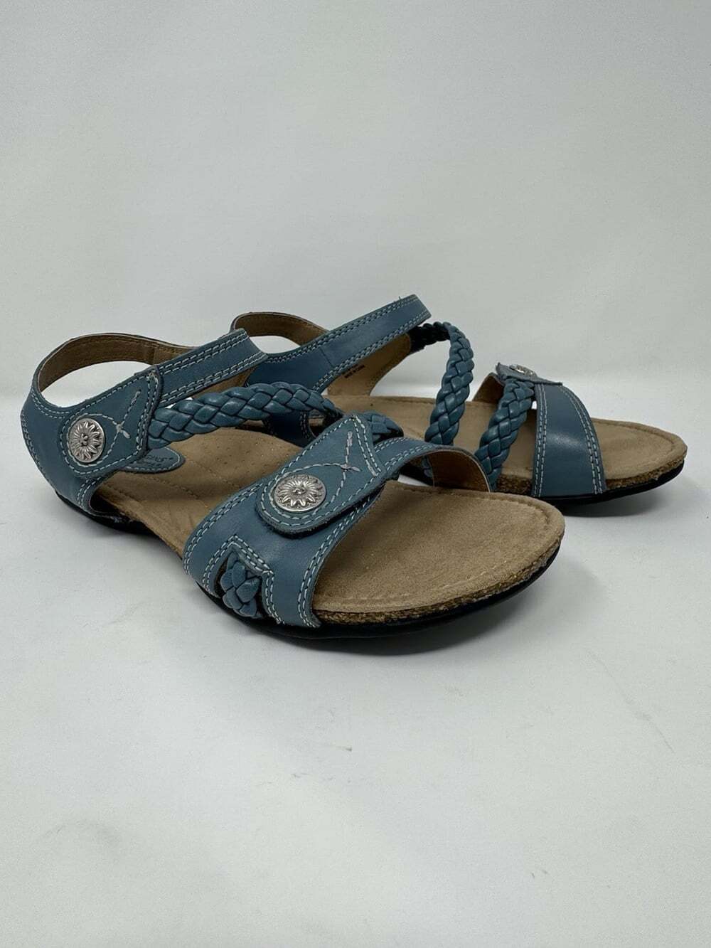 Earth Origins Blue Strap Leather Sandals Woman's Size 7.5